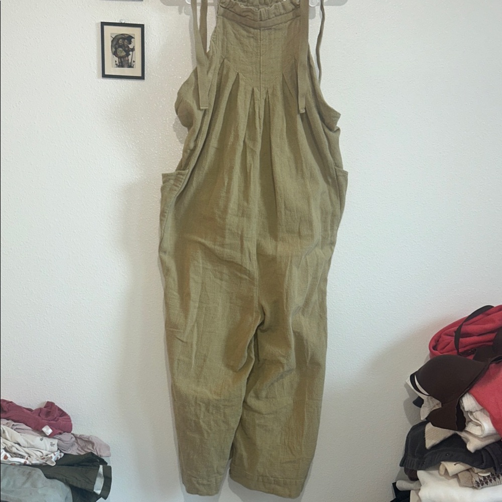 Free people all you need Casual Olive Green Linen Overalls